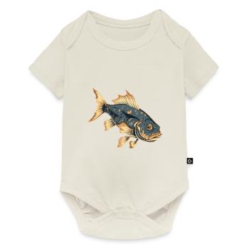 Pike perch fish, lifelike fishing design - Baby Premium short-sleeve bodysuit - off white - Front