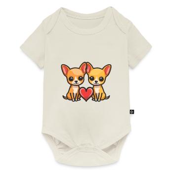 Chihuahua Chiens Couple Amour Couple Amoureux - Body à manches courtes Premium Bébé - blanc cassé - Devant