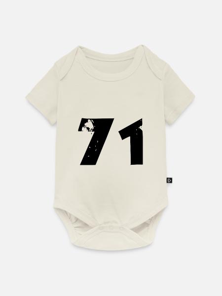 71 Zahl - Baby Premium Kurzarmbody - Naturweiß