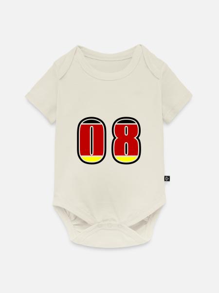 8 Nummer Deutschland Trikot - Baby Premium Kurzarmbody - Naturweiß