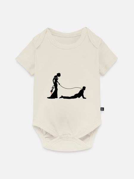 Hochzeit Brautpaar Leine - Baby Premium Kurzarmbody - Naturweiß