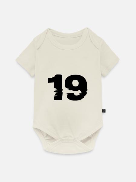 19 Zahl - Baby Premium Kurzarmbody - Naturweiß