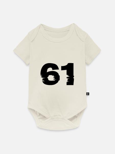 61 Zahl - Baby Premium Kurzarmbody - Naturweiß