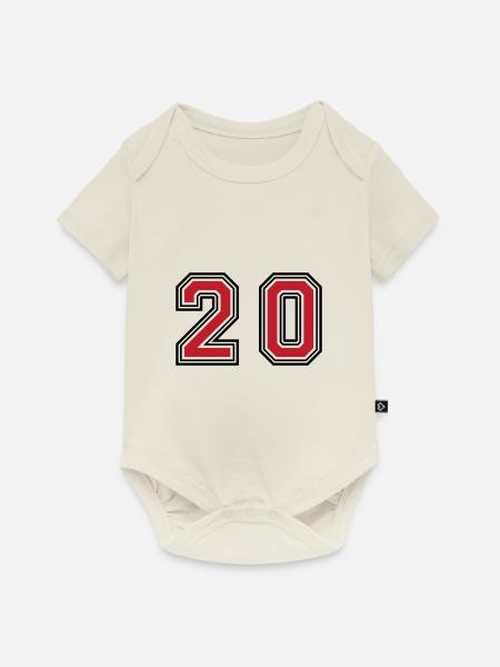 Symbole numérique 20 - Body à manches courtes Premium Bébé - blanc cassé