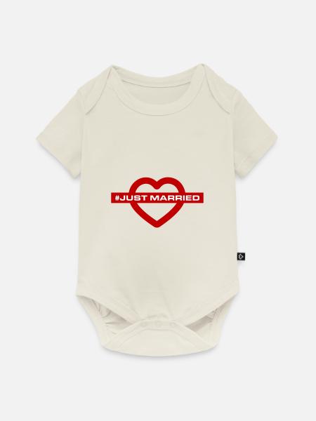 Just Married Hochzeit Herz - Baby Premium Kurzarmbody - Naturweiß