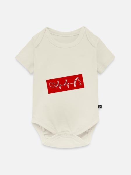 Angelrute Herzschlag - Baby Premium Kurzarmbody - Naturweiß