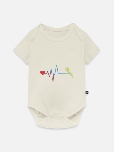 Mikrofon Puls Herzschlag - Baby Premium Kurzarmbody - Naturweiß