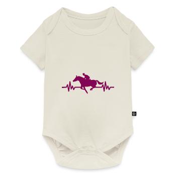 Herzschlag - Pferd Hengst Stute Ross Reitsport - Baby Premium Kurzarmbody - Naturweiß - Vorne