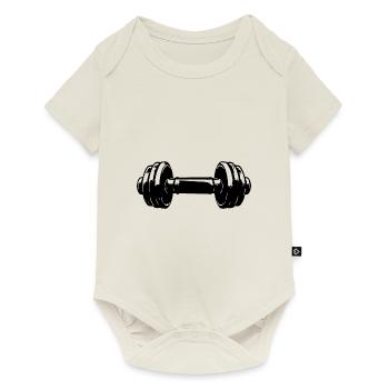 Dumbbell Gym Symbol Workout - Body à manches courtes Premium Bébé - blanc cassé - Devant
