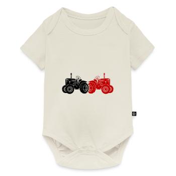Traktor Bauer Farmer Symbol - Baby Premium Kurzarmbody - Naturweiß - Vorne