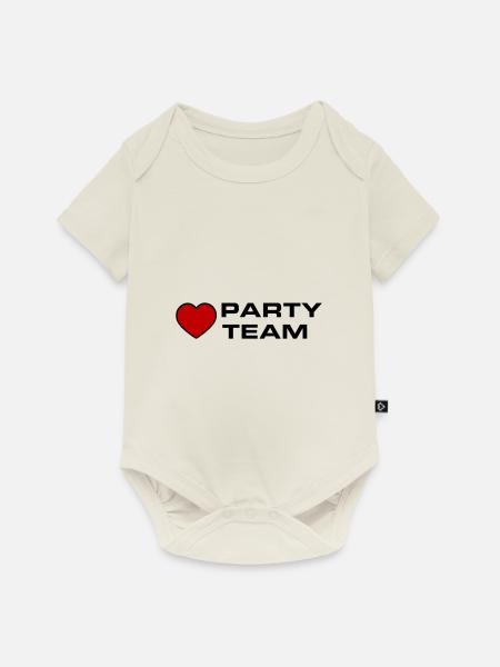 Party Team Herz - Baby Premium Kurzarmbody - Naturweiß