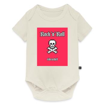 Ride to Hell - Verpixelter Rock 'n' Roll Totenkopf - Baby Premium Kurzarmbody - Naturweiß - Vorne