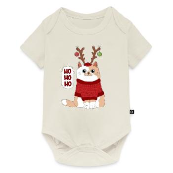 Chat et Noël - Body à manches courtes Premium Bébé - blanc cassé - Devant