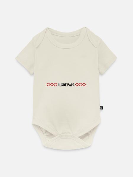 Hunde Papa Herz - Baby Premium Kurzarmbody - Naturweiß