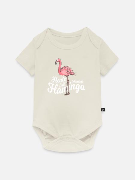 Heute fühl ich mich Flamingo (weiss) - Baby Premium Kurzarmbody - Naturweiß