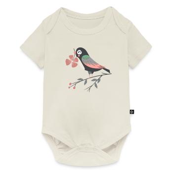 bird with four-leaf clover - Baby Premium short-sleeve bodysuit - off white - Front