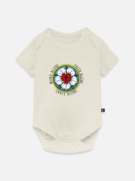Luther. Rose. Word-Grace-Faith Alone. Reformation. - Baby Premium Kurzarmbody - Naturweiß