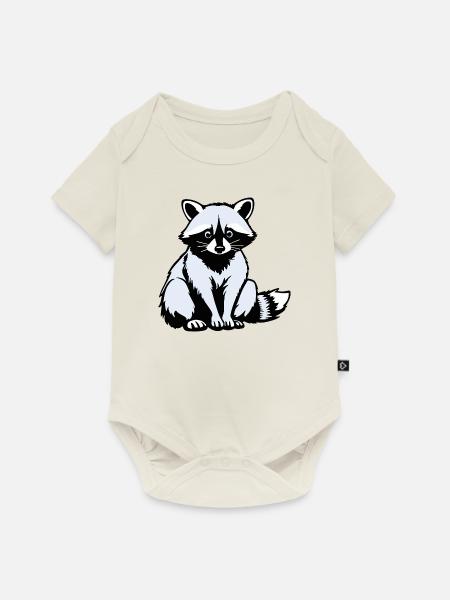 Waschbären Liebe - Pet Design - Baby Premium Kurzarmbody - Naturweiß