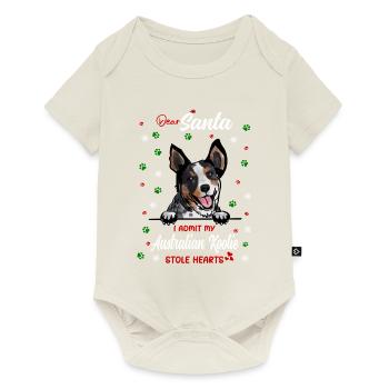 Australischer Koolie Hund Weihnachten Hunderasse - Baby Premium Kurzarmbody - Naturweiß - Vorne