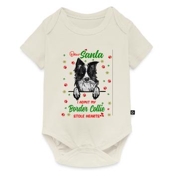 Border Collie Hund Weihnachten Hunderasse - Baby Premium Kurzarmbody - Naturweiß - Vorne
