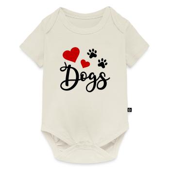 Chien Patte Patte Patte Chien J’aime Chiens Coeur - Body à manches courtes Premium Bébé - blanc cassé - Devant