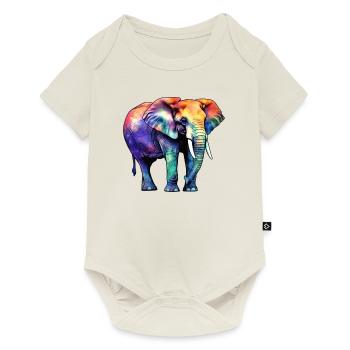 Elefant - Baby Premium Kurzarmbody - Naturweiß - Vorne