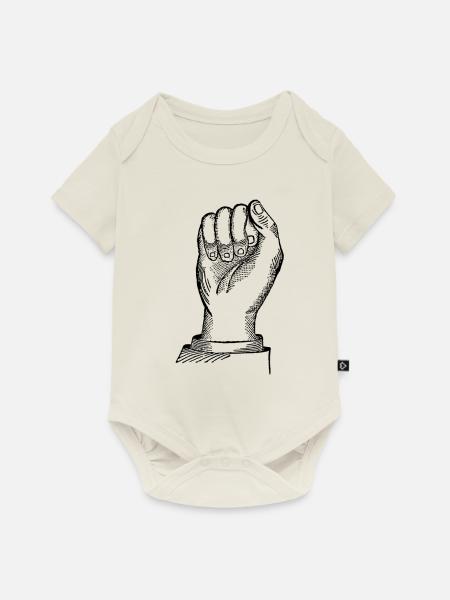 Hand - Baby Premium Kurzarmbody - Naturweiß