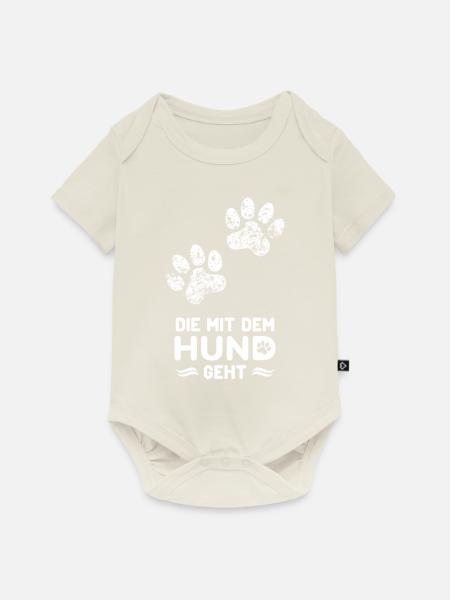 Die mit dem Hund geht - Baby Premium Kurzarmbody - Naturweiß