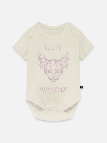 Nacktkatze Sphynx Katze - Baby Premium Kurzarmbody - Naturweiß