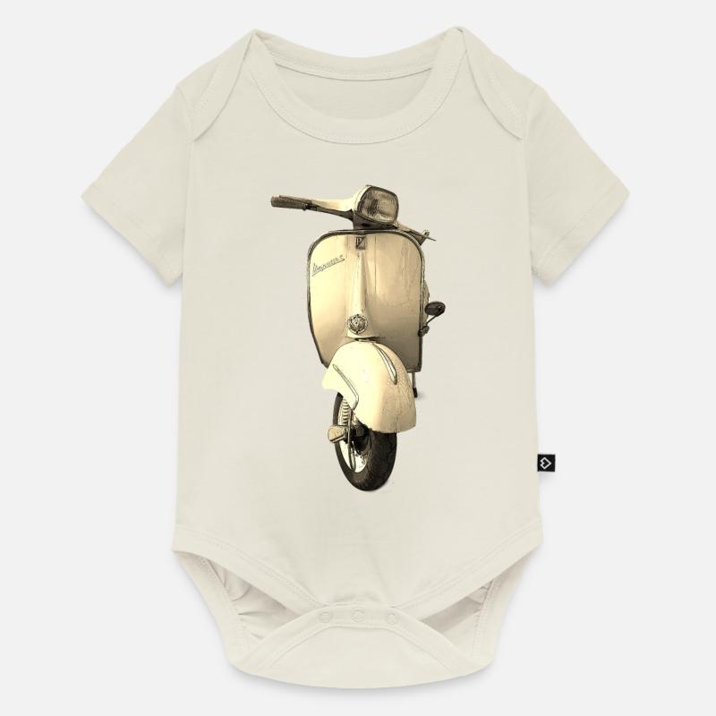 Cremefarbener Retro-Roller - Baby Premium Kurzarmbody - Naturweiß