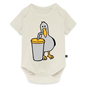 La mouette boit de la boisson au cola - Body à manches courtes Premium Bébé - blanc cassé - Devant