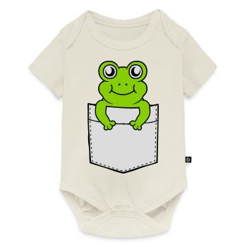 Poche de poitrine petite grenouille douce - Body à manches courtes Premium Bébé - blanc cassé - Devant