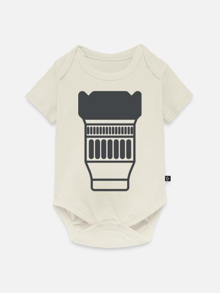 Kameraobjektiv - Baby Premium Kurzarmbody - Naturweiß