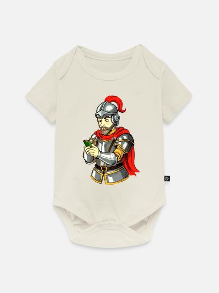 Ritter mit Smartphone - Baby Premium Kurzarmbody - Naturweiß