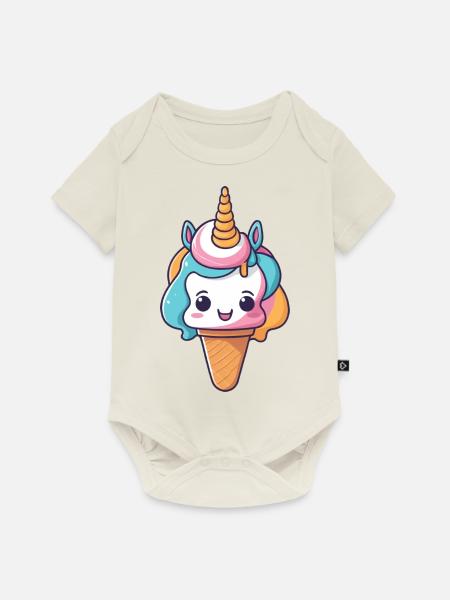 Unicorn Ice - Baby Premium Kurzarmbody - Naturweiß
