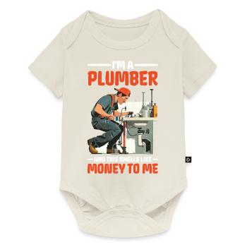 Je suis plombier et ça sent l’argent pour moi 2 - Body à manches courtes Premium Bébé - blanc cassé - Devant