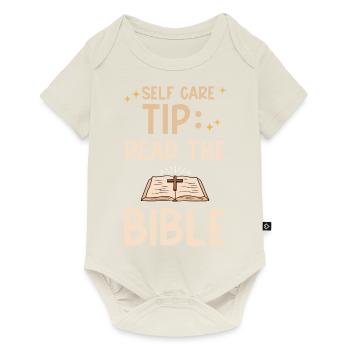 Self Care Tip Read The Bible 4 - Baby Premium Kurzarmbody - Naturweiß - Vorne