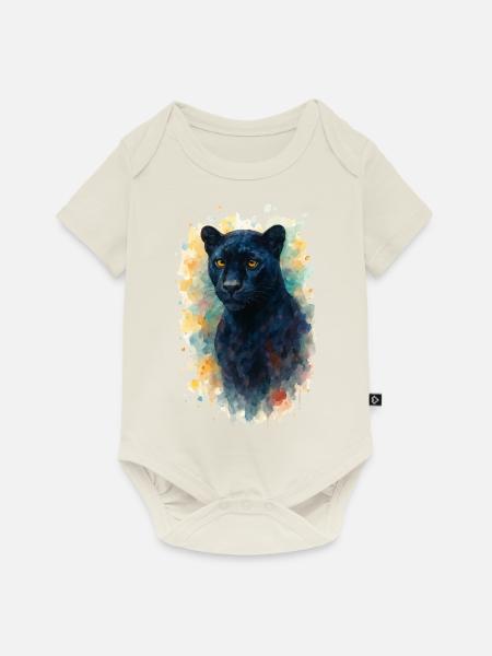 panther aquarell - Baby Premium Kurzarmbody - Naturweiß