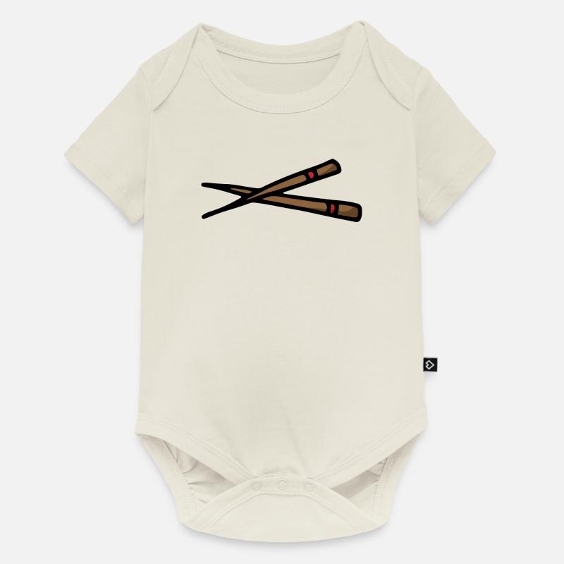 Essstäbchen chop sticks - chinesisch Essen - Baby Premium Kurzarmbody - Naturweiß