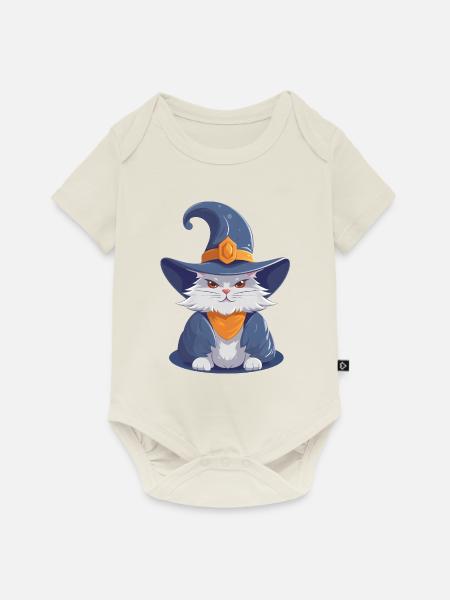 wizard cat - Baby Premium Kurzarmbody - Naturweiß