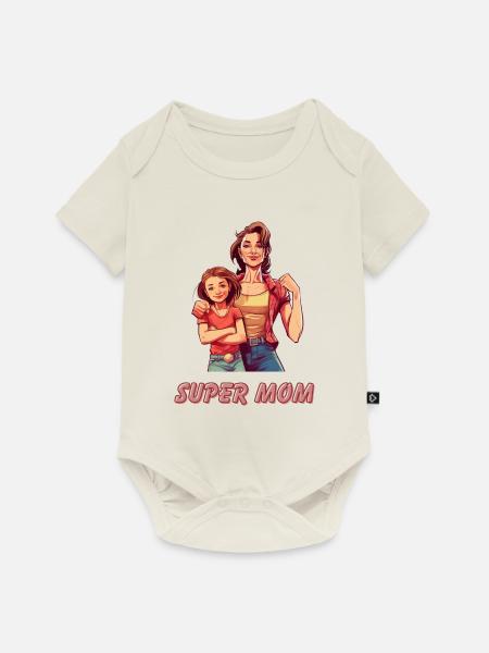 Super Mom - Baby Premium Kurzarmbody - Naturweiß