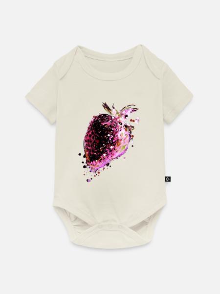 Erdbeere,pink,popart, artwork,Malerei - Baby Premium Kurzarmbody - Naturweiß