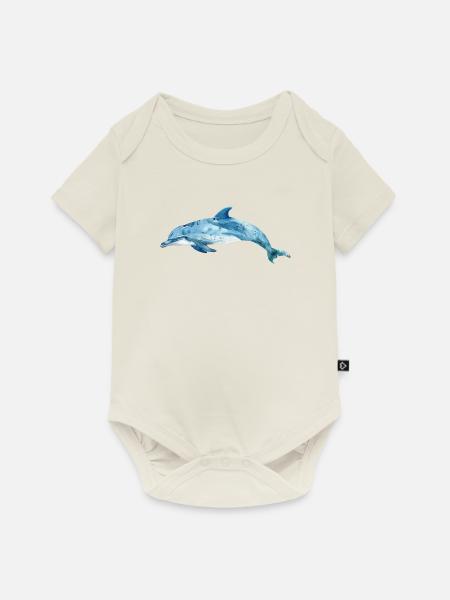Aquarell Delphin - Baby Premium Kurzarmbody - Naturweiß