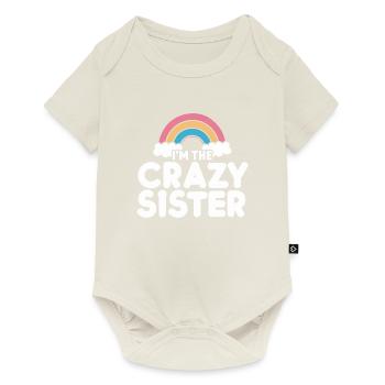 Verrückte Schwester Regenbogen Große Schwester - Baby Premium Kurzarmbody - Naturweiß - Vorne