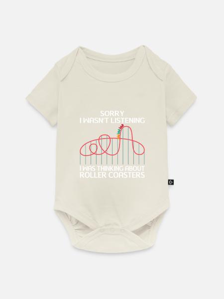 Achterbahn Freizeitpark Rollercoaster Fahrgeschäft - Baby Premium Kurzarmbody - Naturweiß