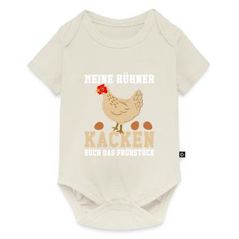 Ich liebe Hühner die Kacken Frühstück Hünerzüchter - Baby Premium Kurzarmbody - Naturweiß - Vorne