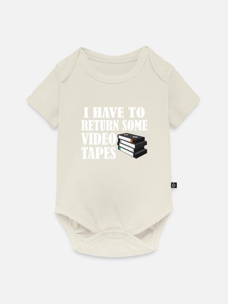 Videokassette Tape Neunziger Geschenk - Baby Premium Kurzarmbody - Naturweiß