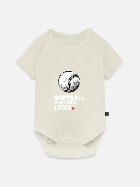 Ich Liebe Softball - Baby Premium Kurzarmbody - Naturweiß