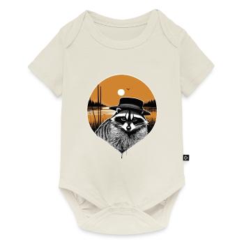 Waschbär mit Hut - Baby Premium Kurzarmbody - Naturweiß - Vorne