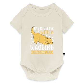Propriétaire d’un labrador retriever américain Papa de laboratoire noir - Body à manches courtes Premium Bébé - blanc cassé - Devant
